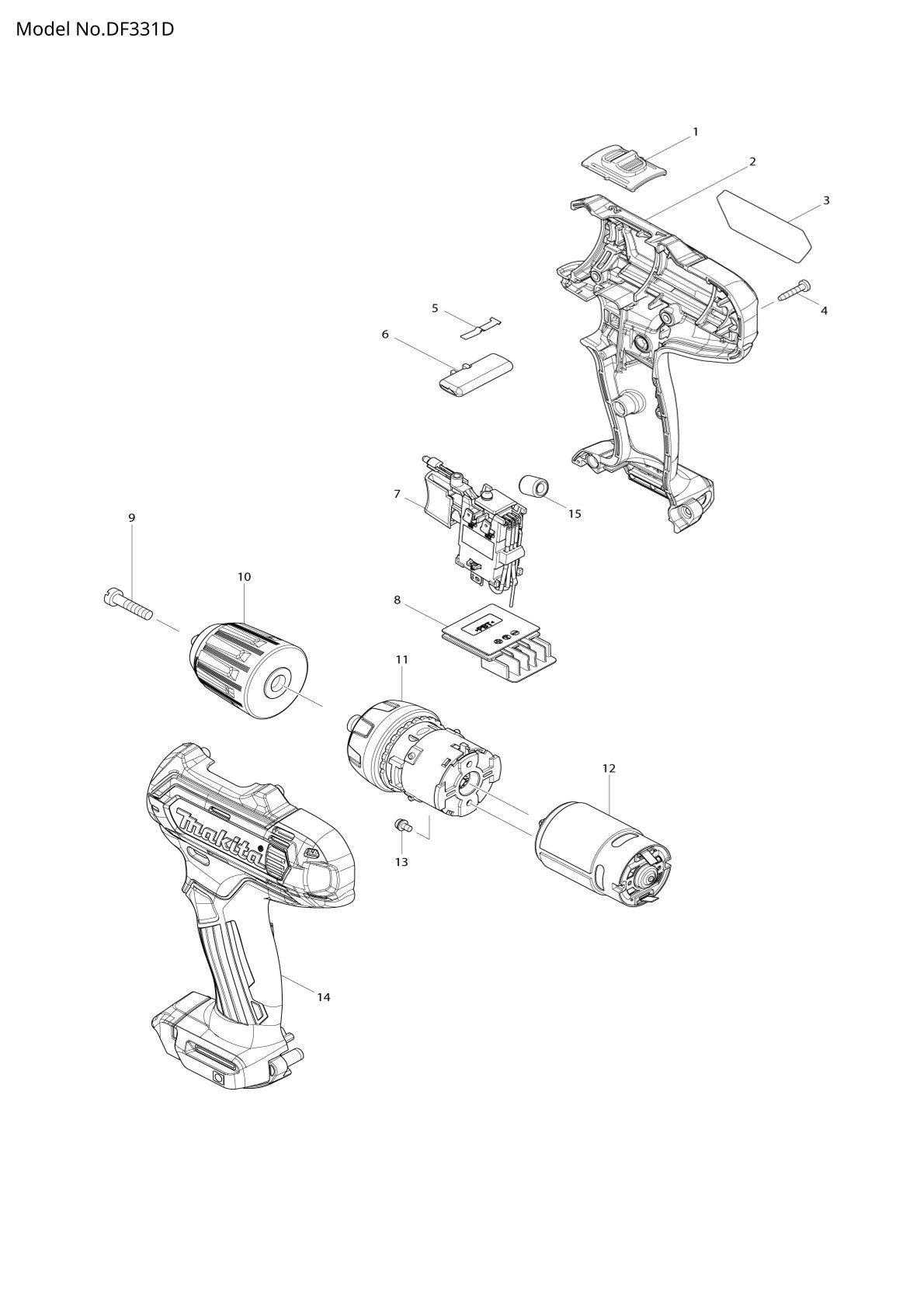 Vue éclatée Makita DF331D - page 1