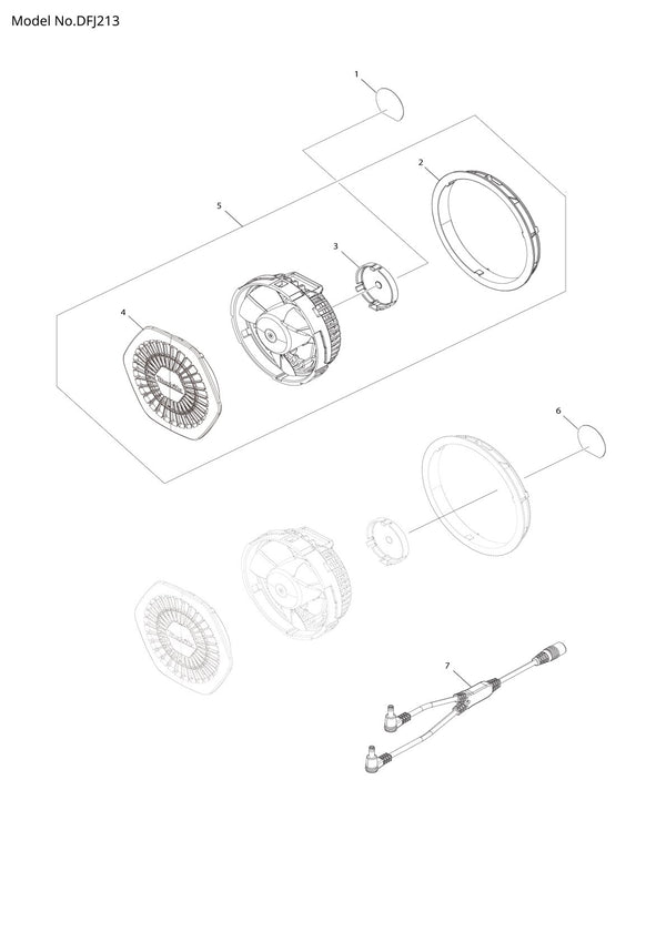 Vue éclatée Makita DFJ213 - page 1