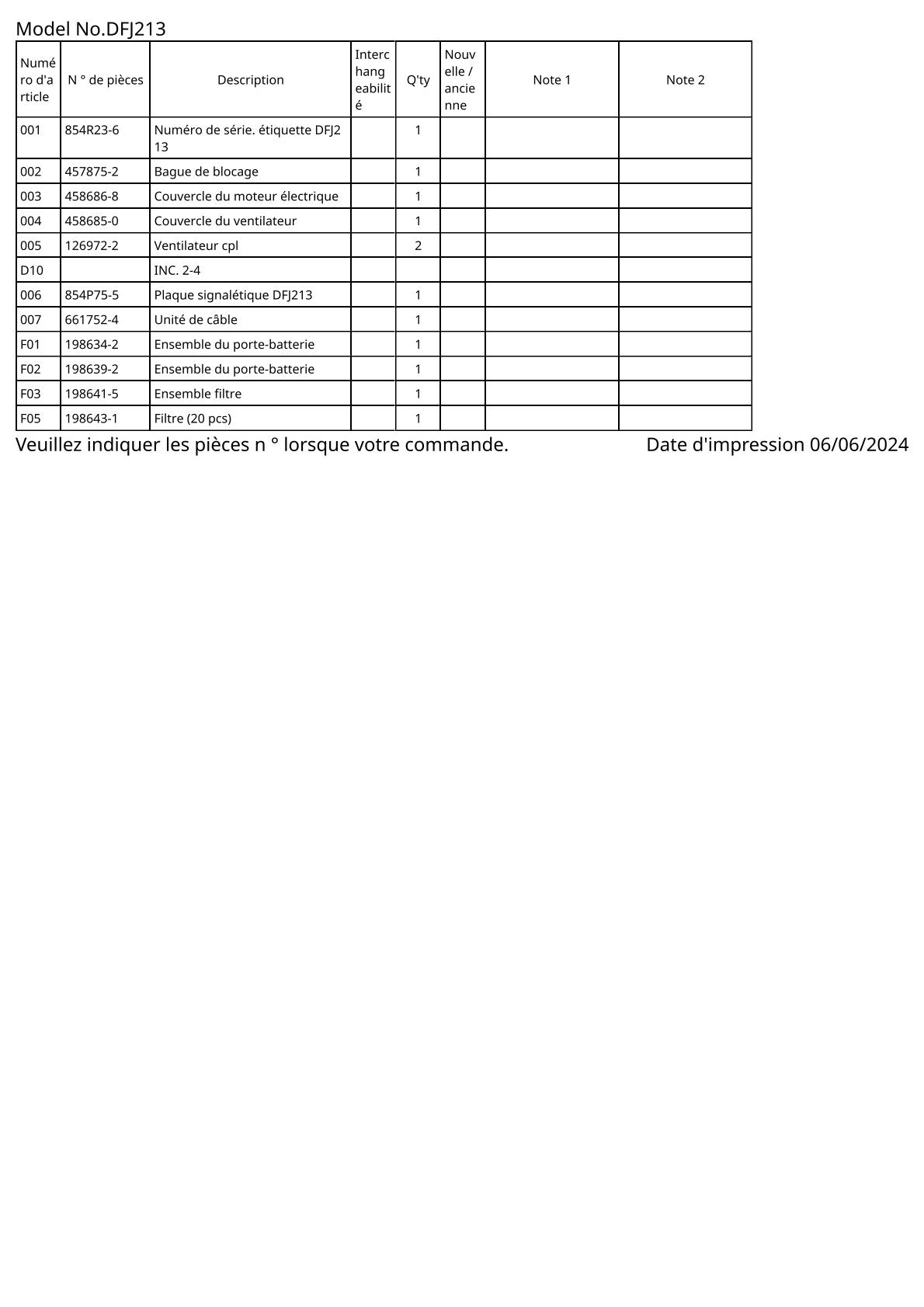 Vue éclatée Makita DFJ213 - page 2