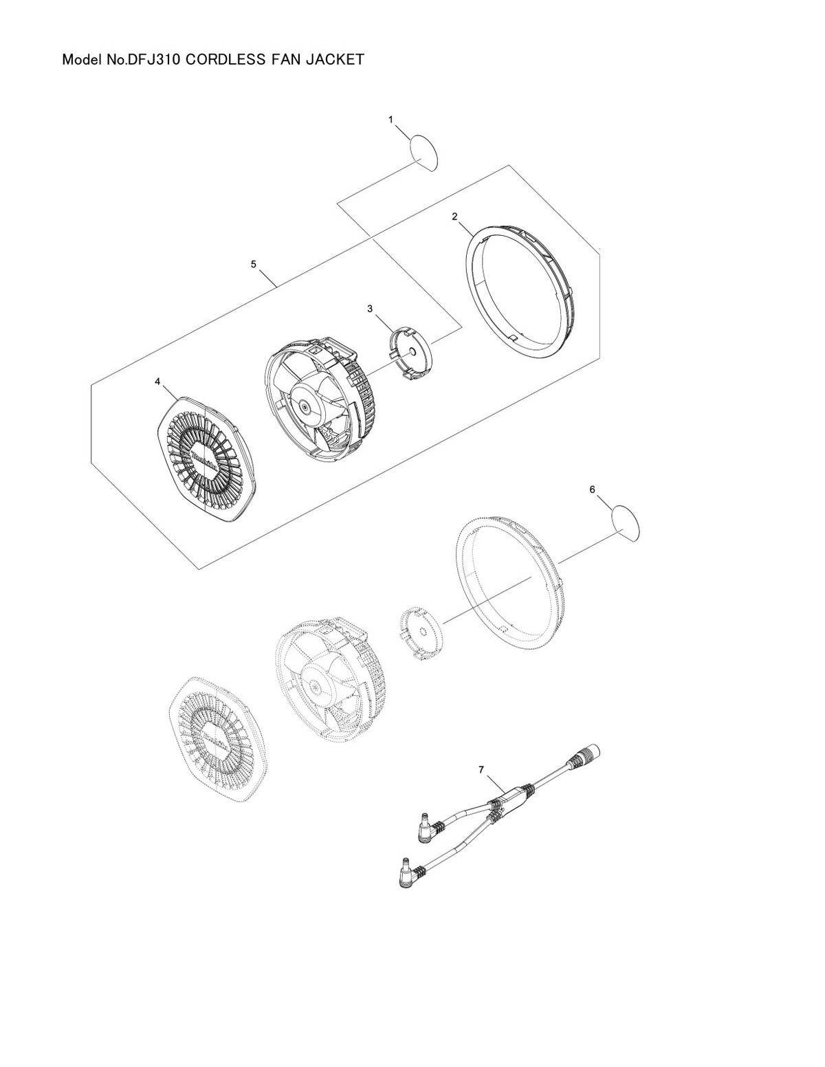 Vue éclatée Makita DFJ310 - page 1