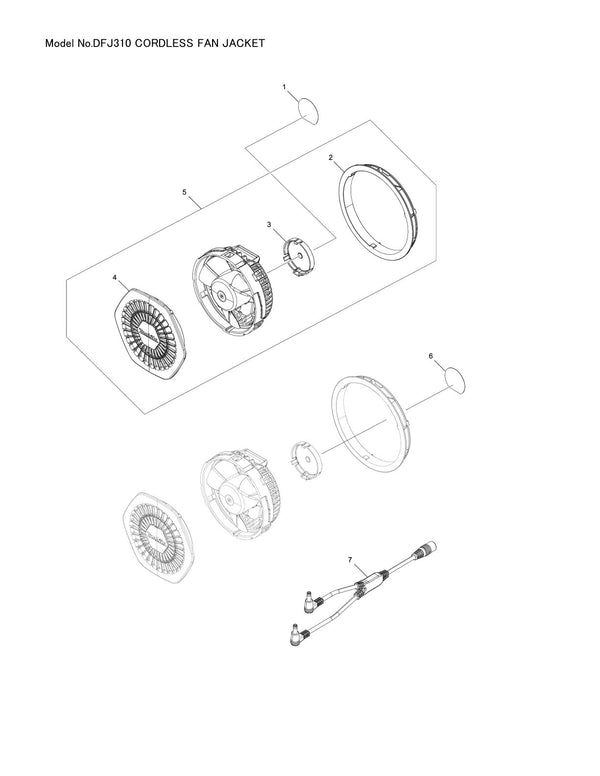 Vue éclatée Makita DFJ310 - page 1