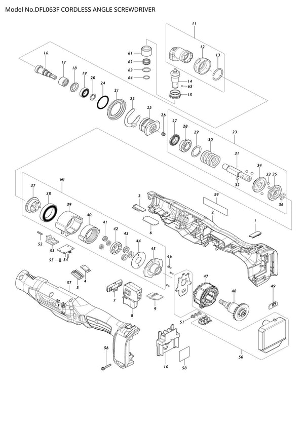 Vue éclatée Makita DFL063F - page 1