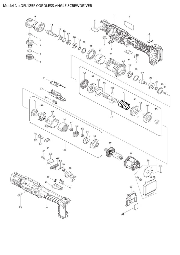 Vue éclatée Makita DFL125F - page 1