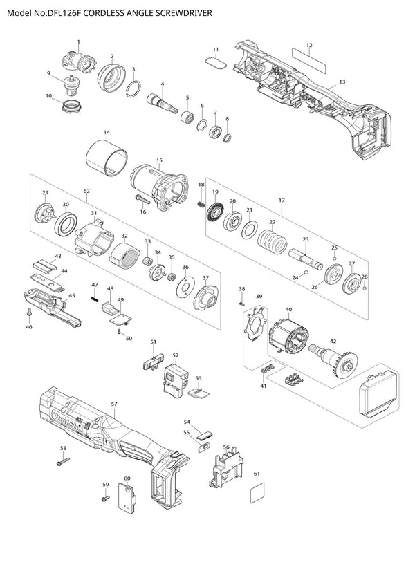 Vue éclatée Makita DFL126F - page 1