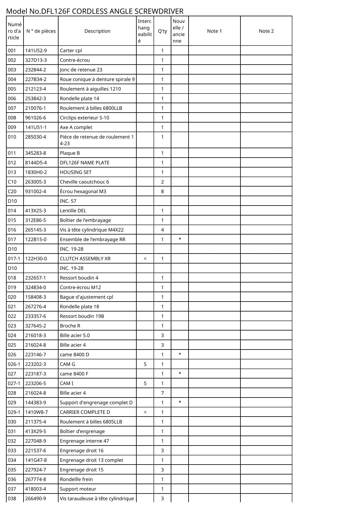 Vue éclatée Makita DFL126F - page 2