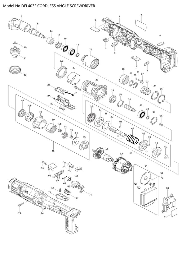 Vue éclatée Makita DFL403F - page 1