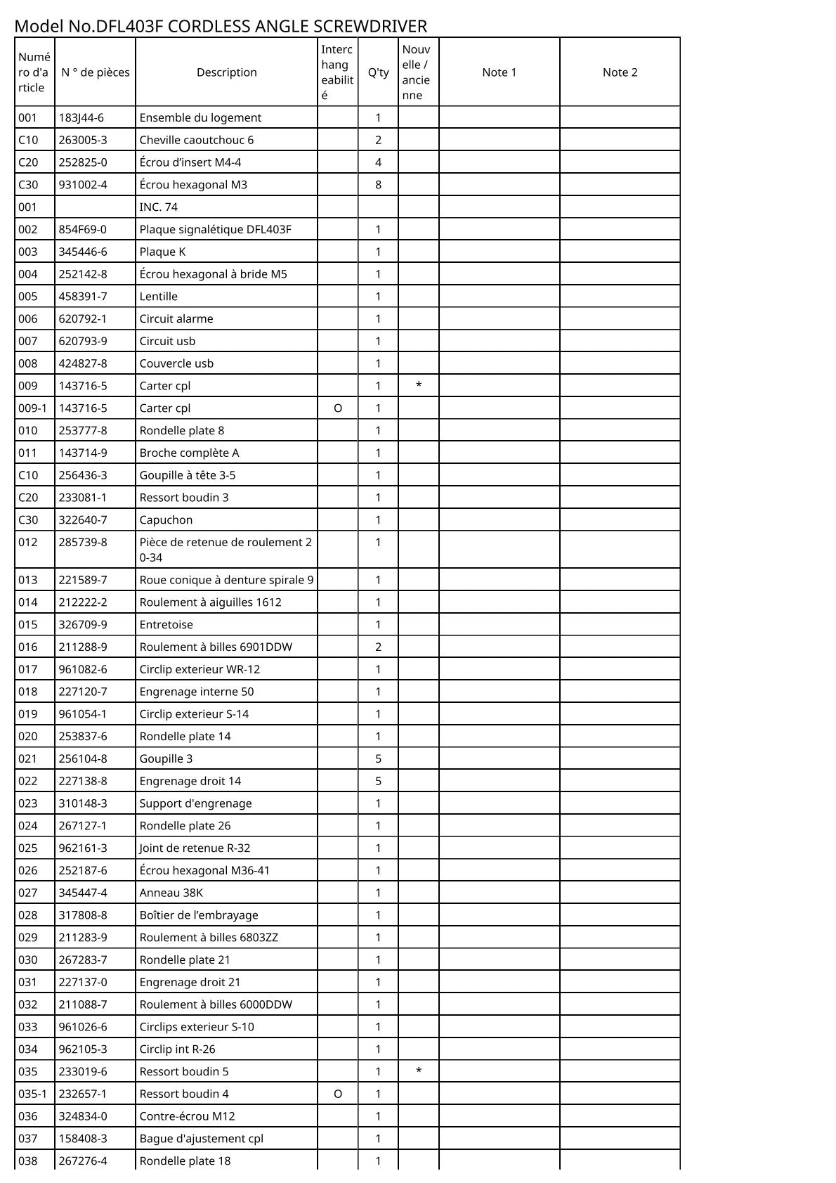 Vue éclatée Makita DFL403F - page 2