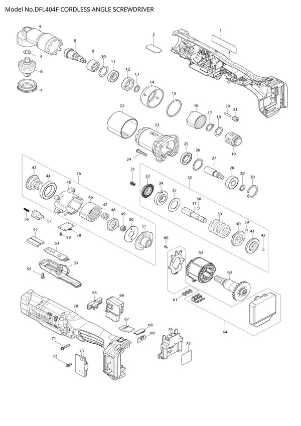 Vue éclatée Makita DFL404F - page 1