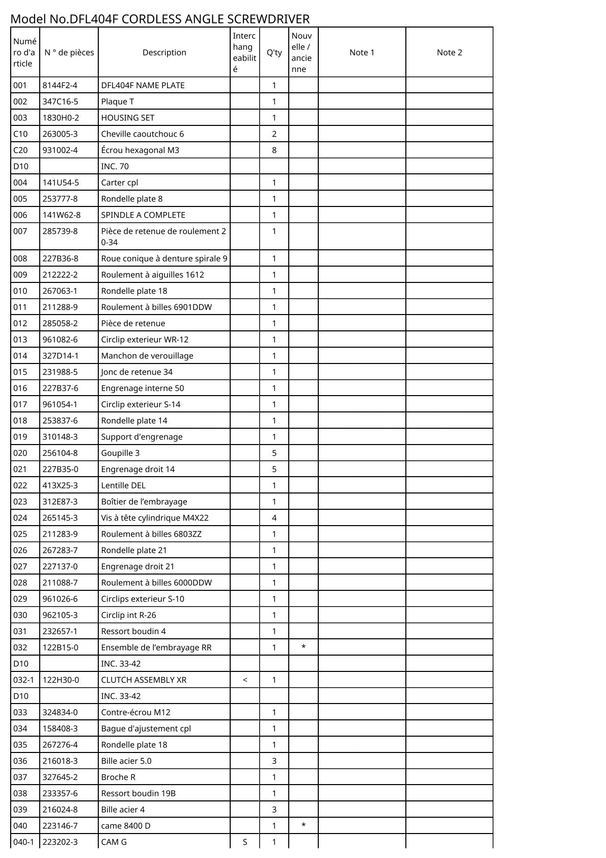 Vue éclatée Makita DFL404F - page 2