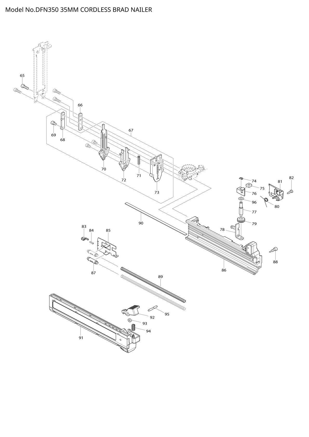 Vue éclatée Makita DFN350 - page 2