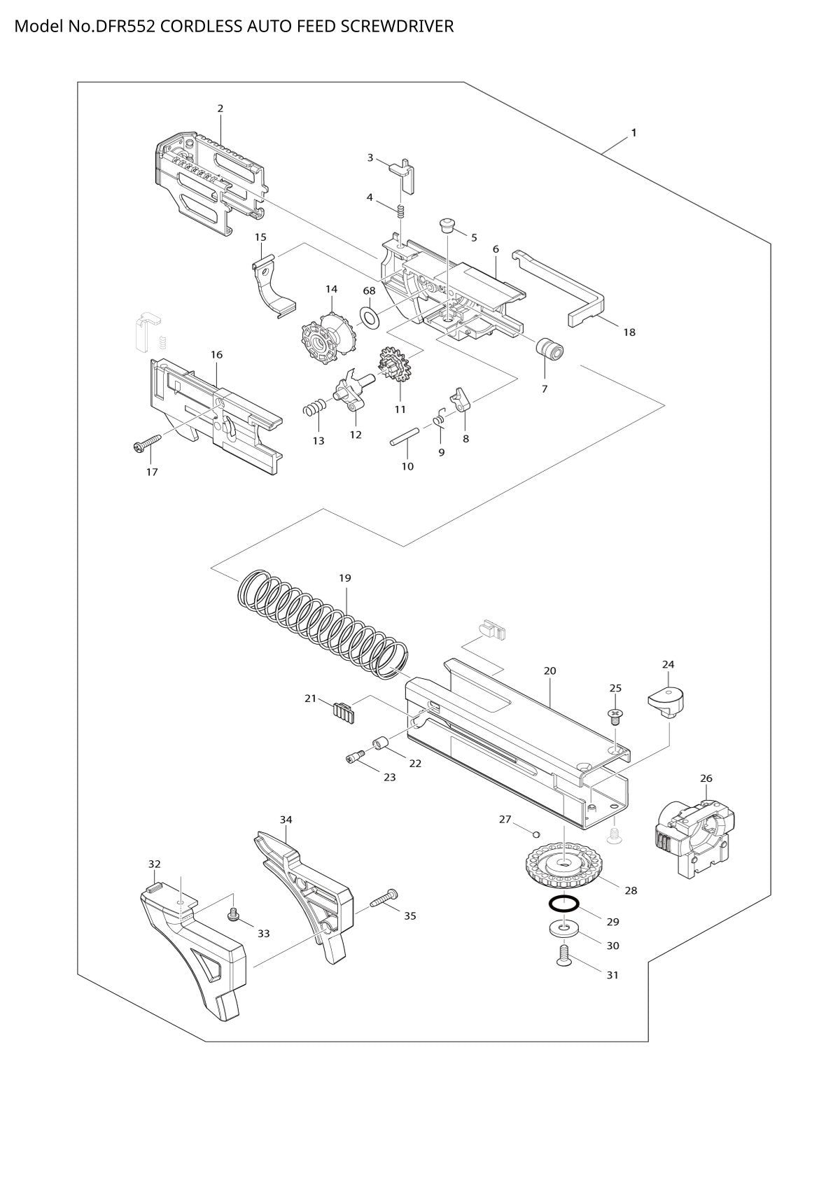 Vue éclatée Makita DFR552 - page 2