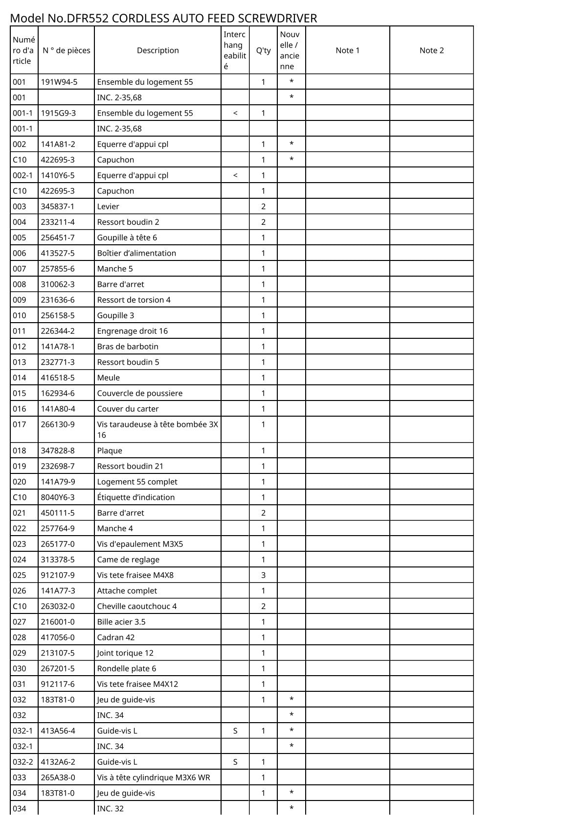 Vue éclatée Makita DFR552 - page 3