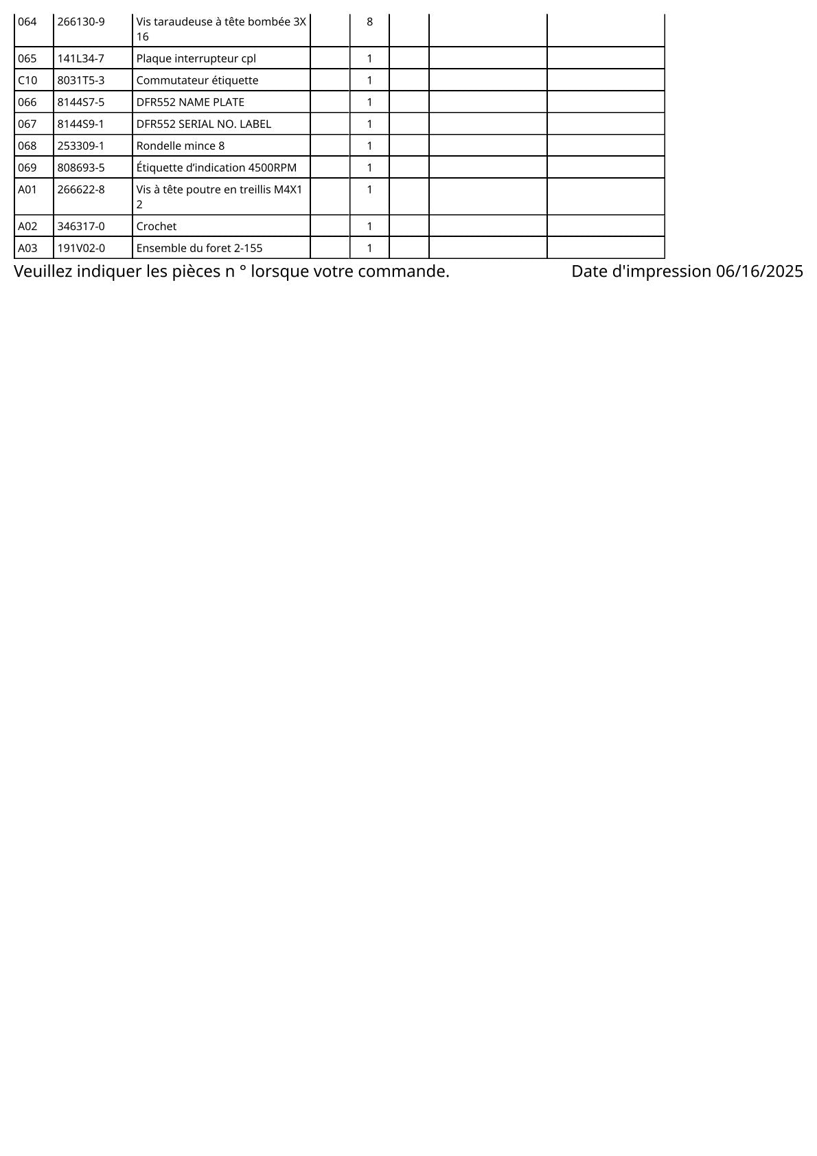 Vue éclatée Makita DFR552 - page 5