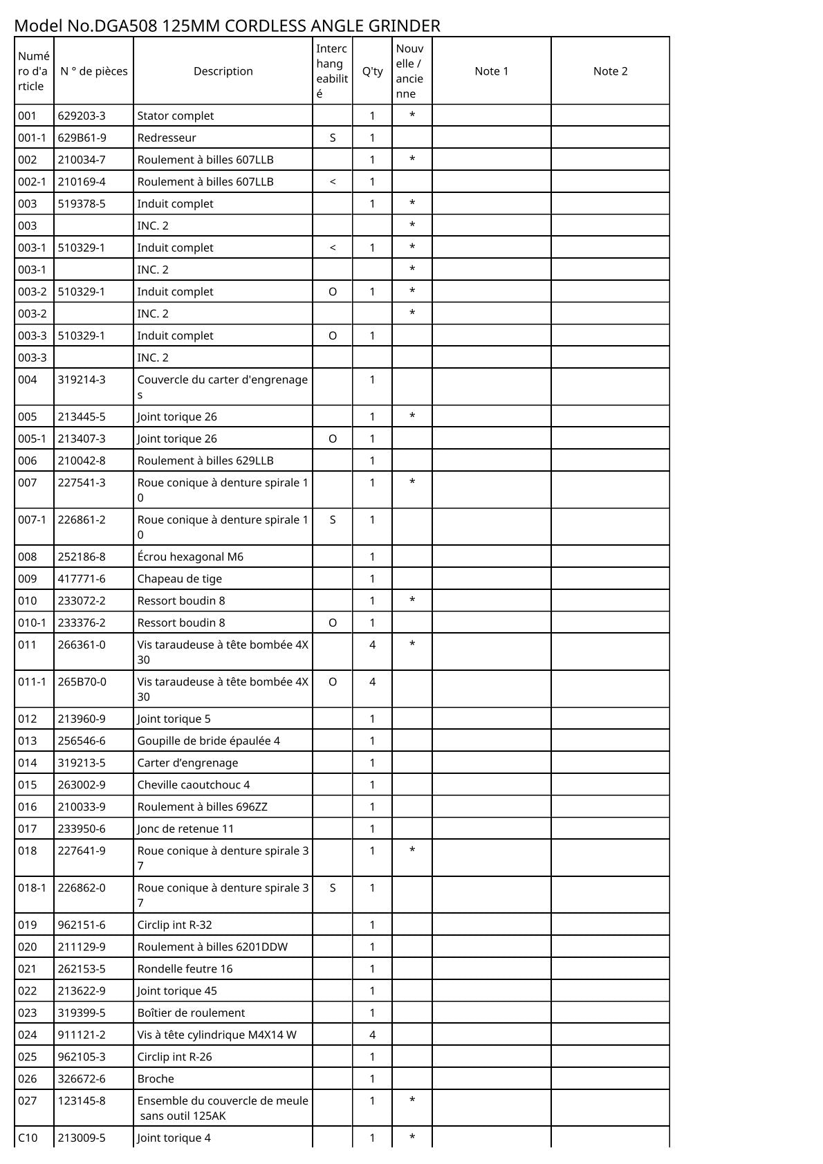 Vue éclatée Makita DGA508 - page 2