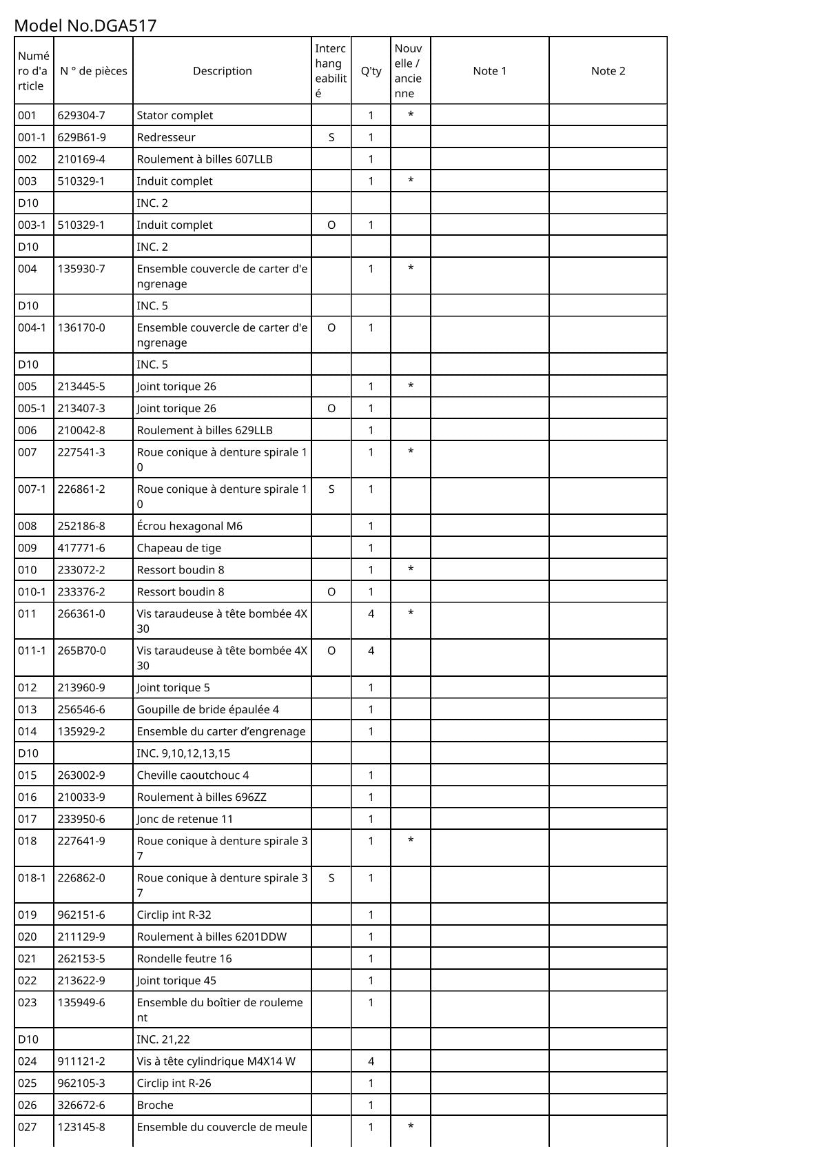 Vue éclatée Makita DGA517 - page 2