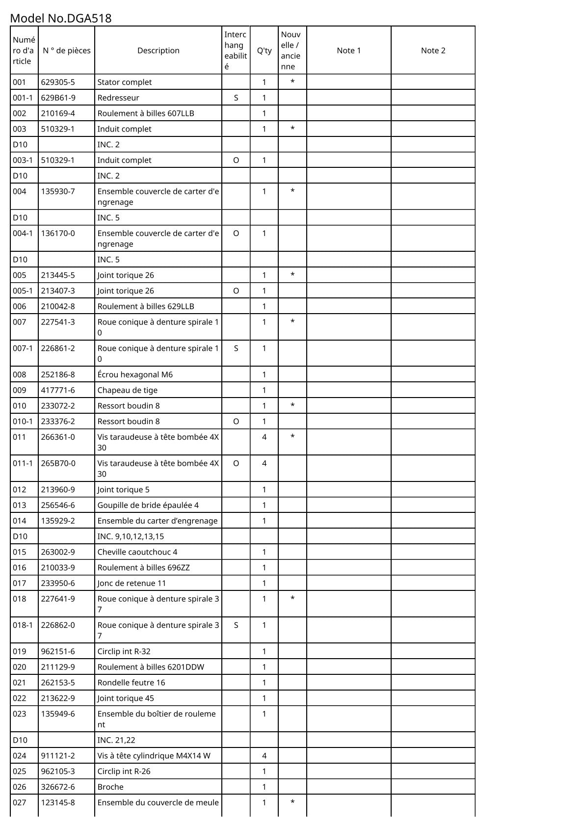 Vue éclatée Makita DGA518 - page 2