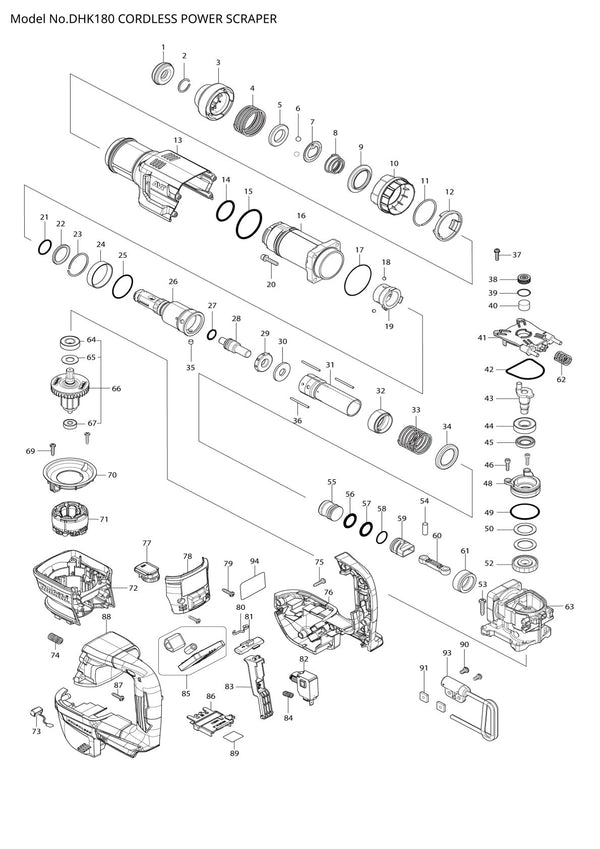 Vue éclatée Makita DHK180 - page 1