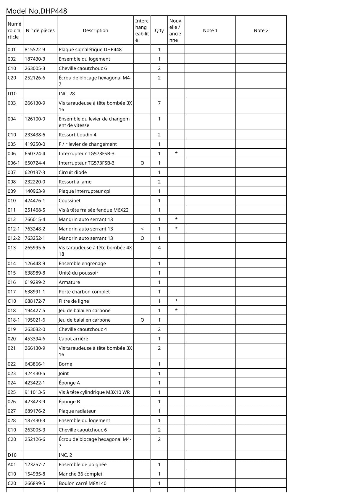 Vue éclatée Makita DHP448 - page 2