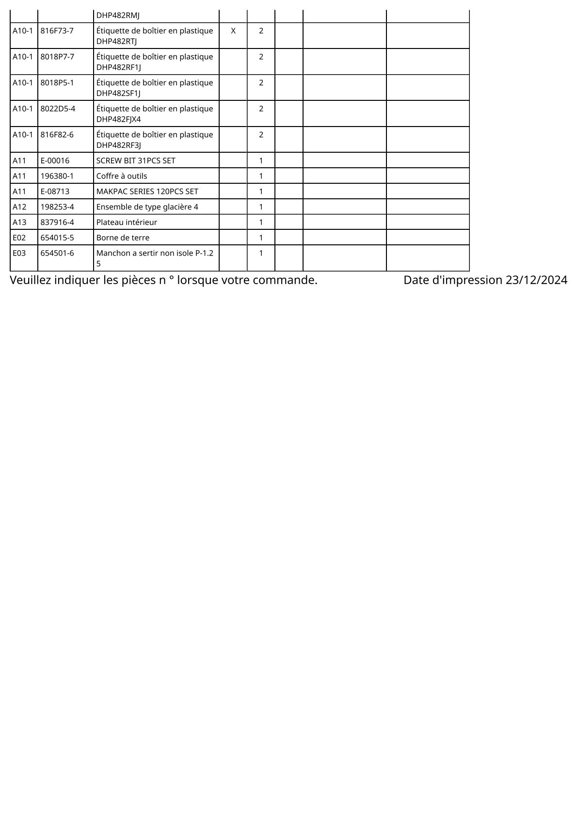 Vue éclatée Makita DHP482 - page 4
