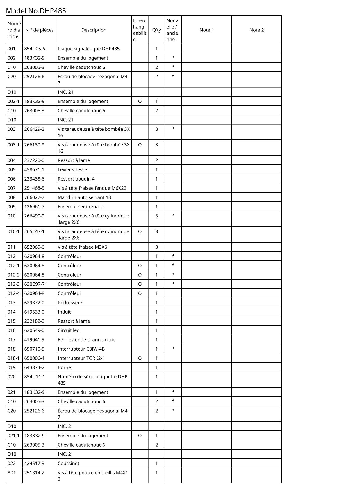Vue éclatée Makita DHP485 - page 2