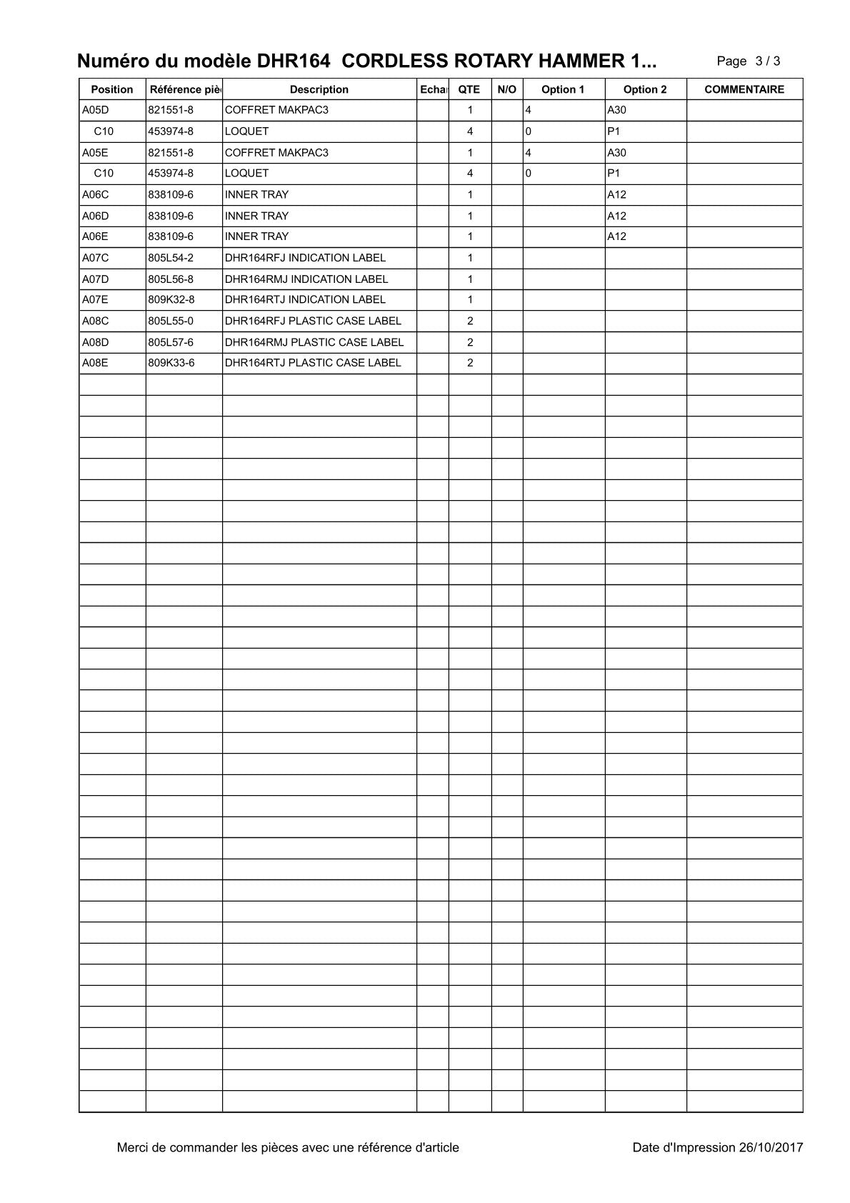 Vue éclatée Makita DHR164 - page 4