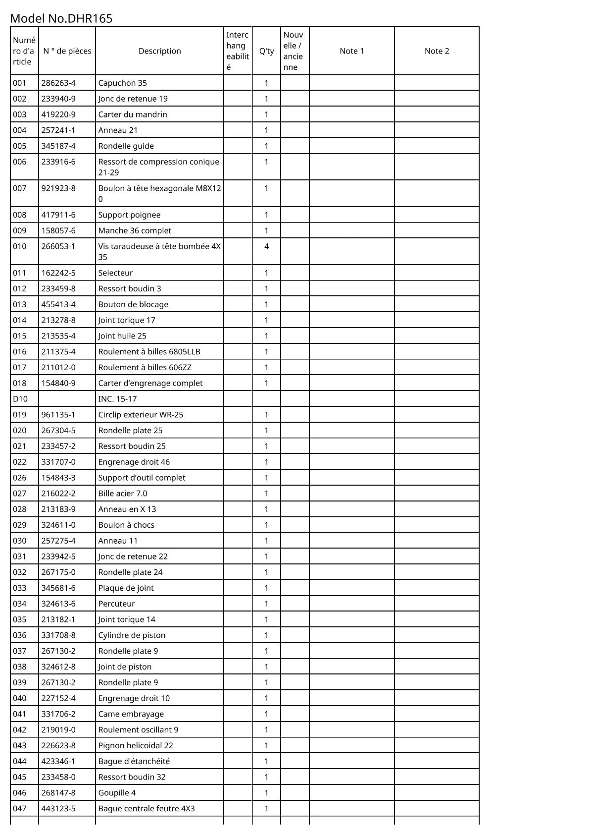 Vue éclatée Makita DHR165 - page 2