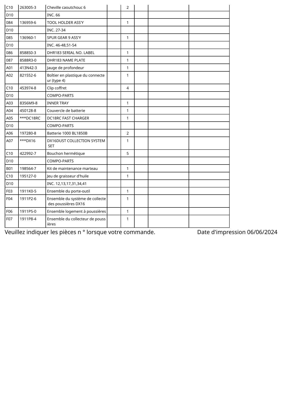 Vue éclatée Makita DHR183 - page 4