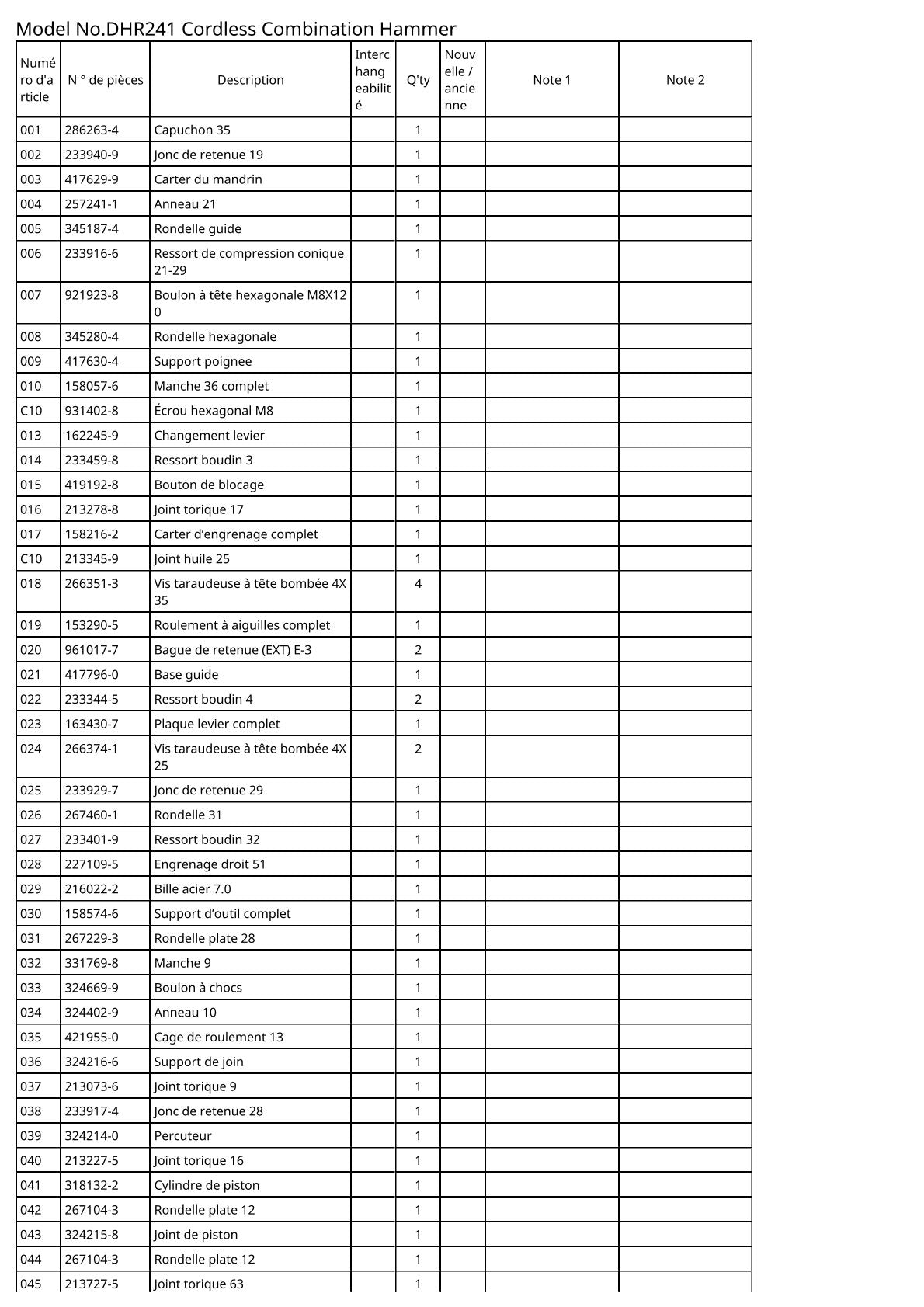 Vue éclatée Makita DHR241 - page 2