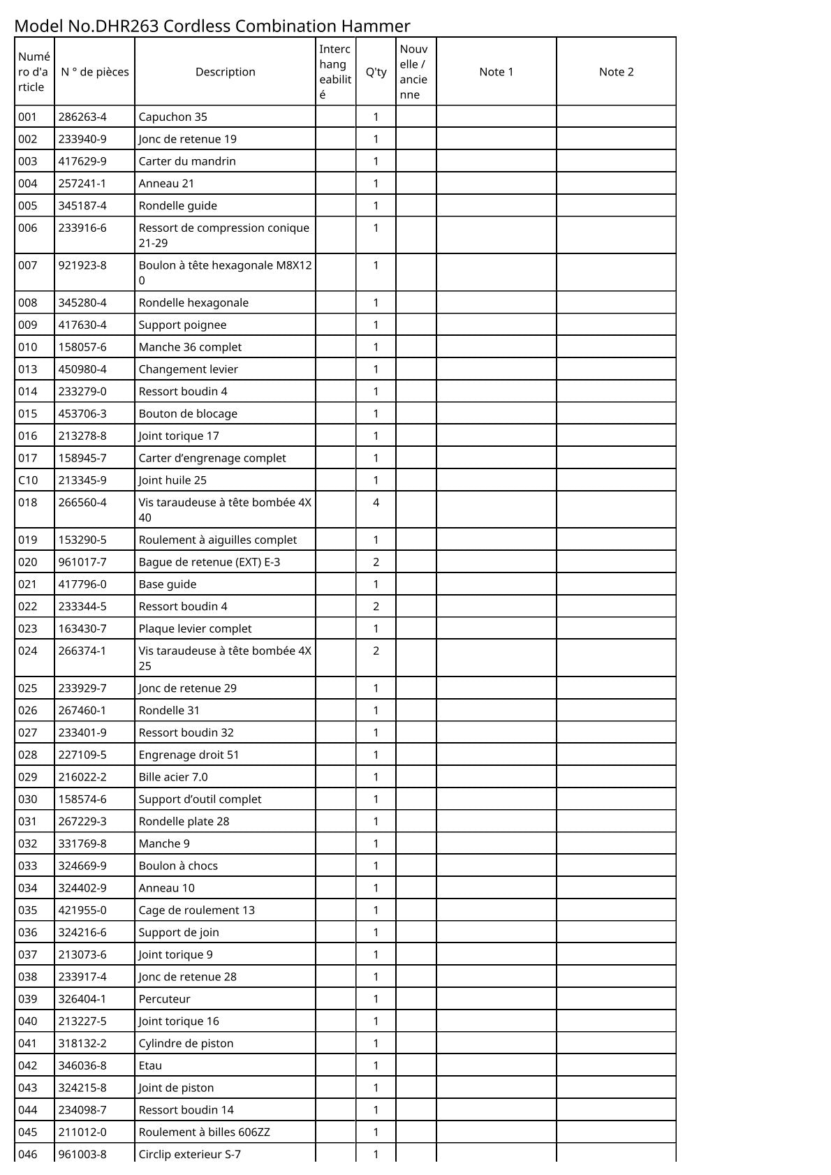 Vue eclatee Makita DHR263 - page 2