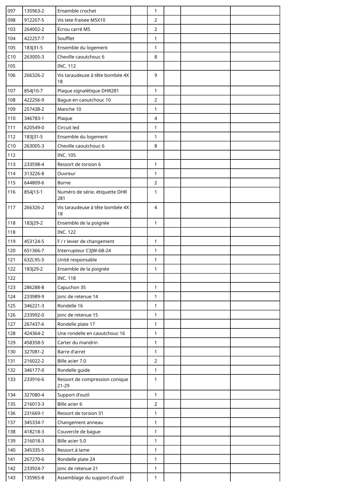 Vue eclatee Makita DHR281 - page 4