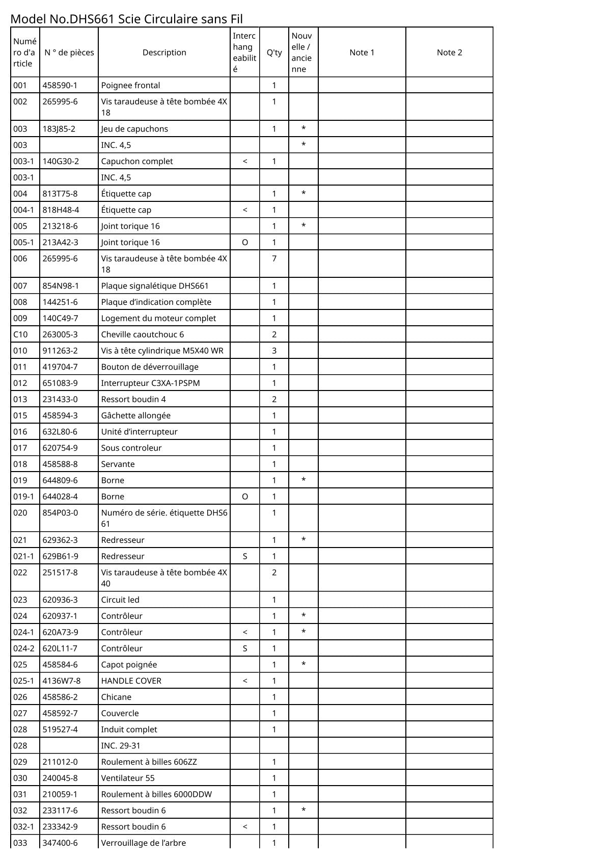 Vue eclatee Makita DHS661 - page 2