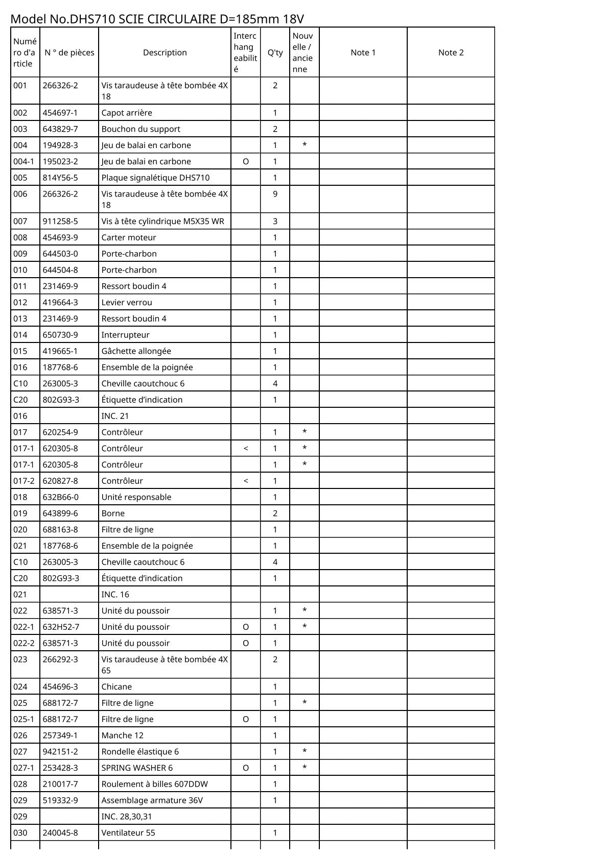 Vue eclatee Makita DHS710 - page 2