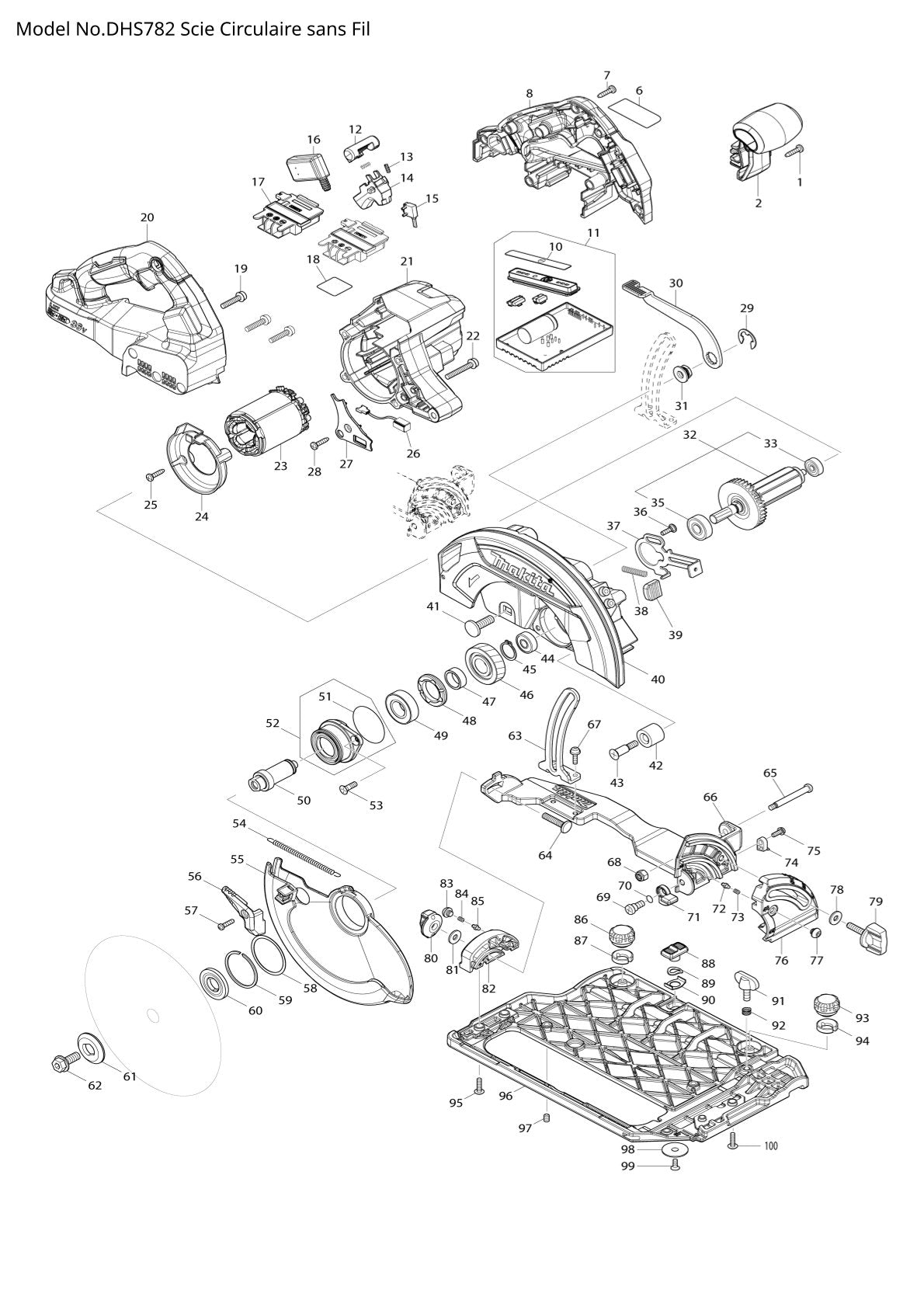 Vue eclatee Makita DHS782 - page 1