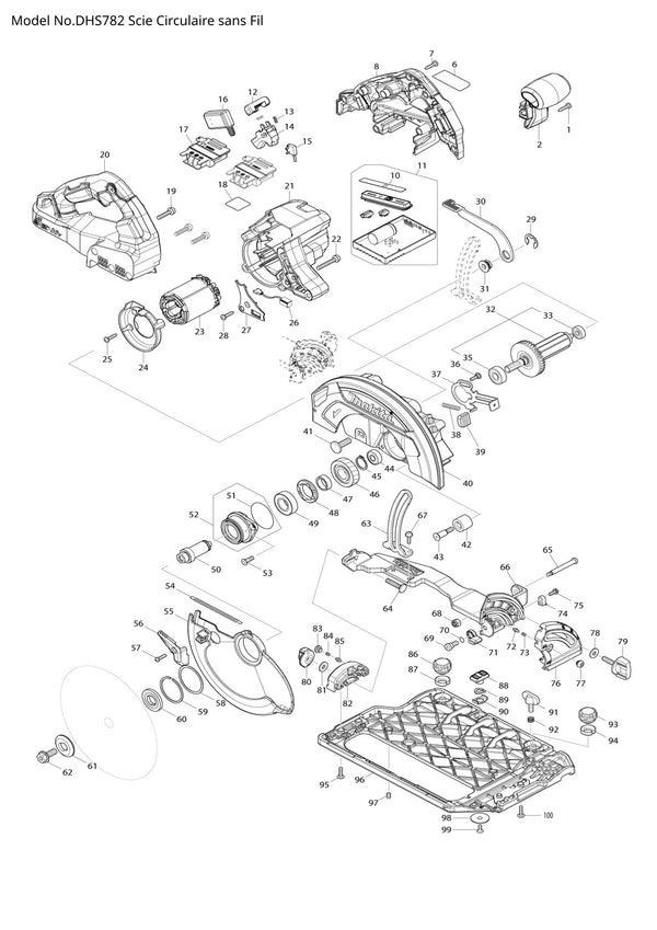 Vue eclatee Makita DHS782 - page 1