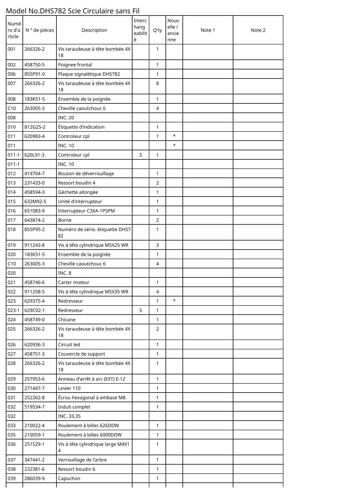Vue eclatee Makita DHS782 - page 2