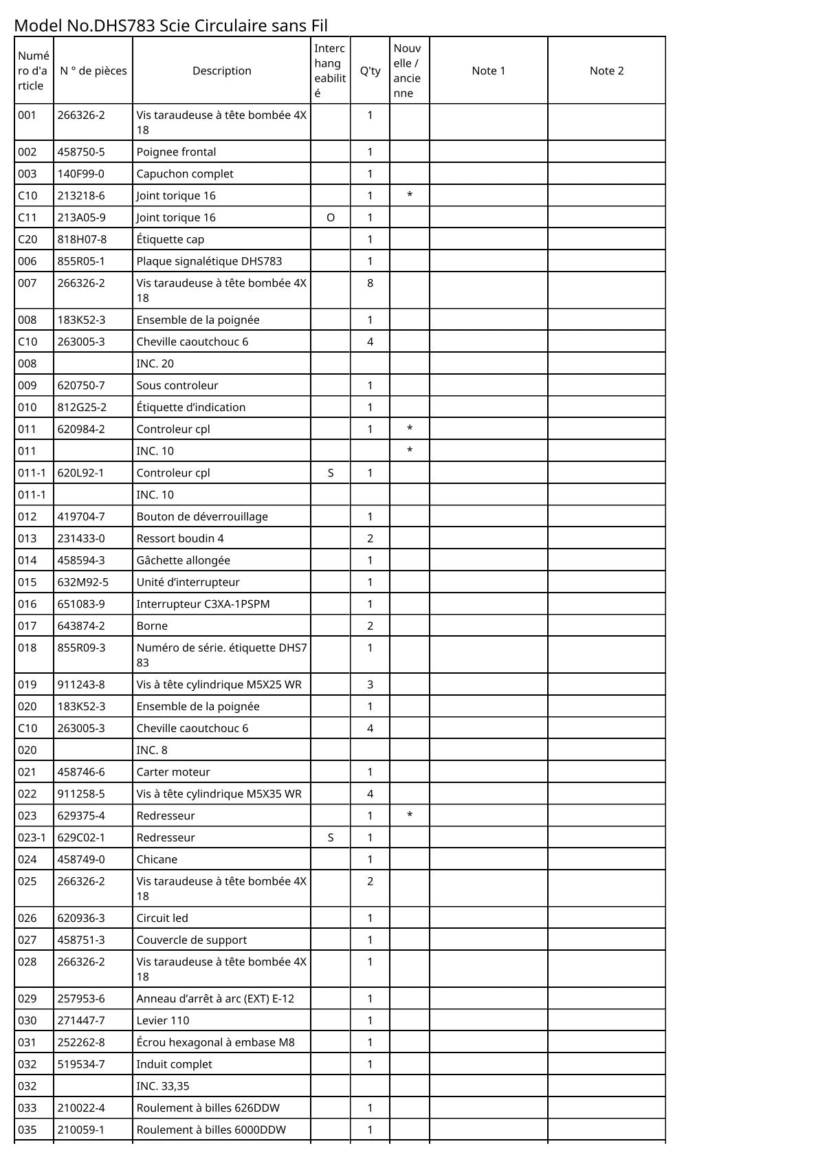 Vue eclatee Makita DHS783 - page 2