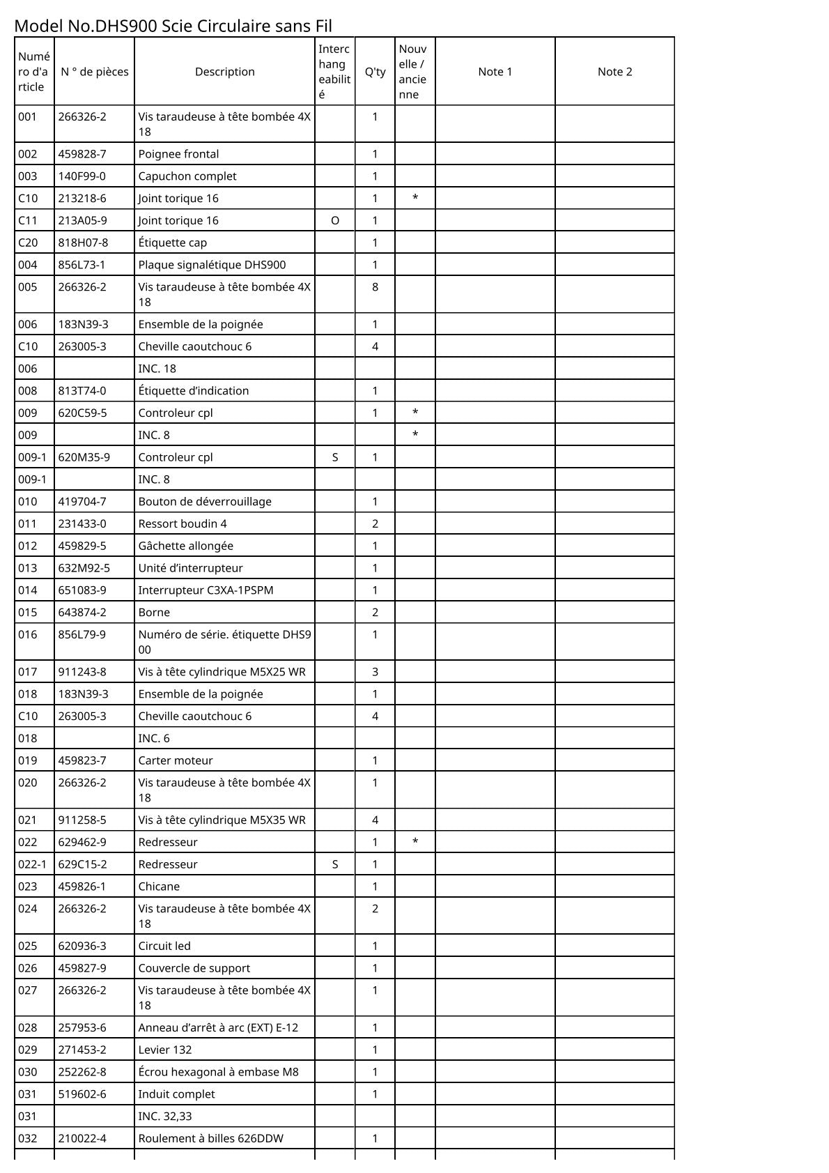Vue eclatee Makita DHS900 - page 2
