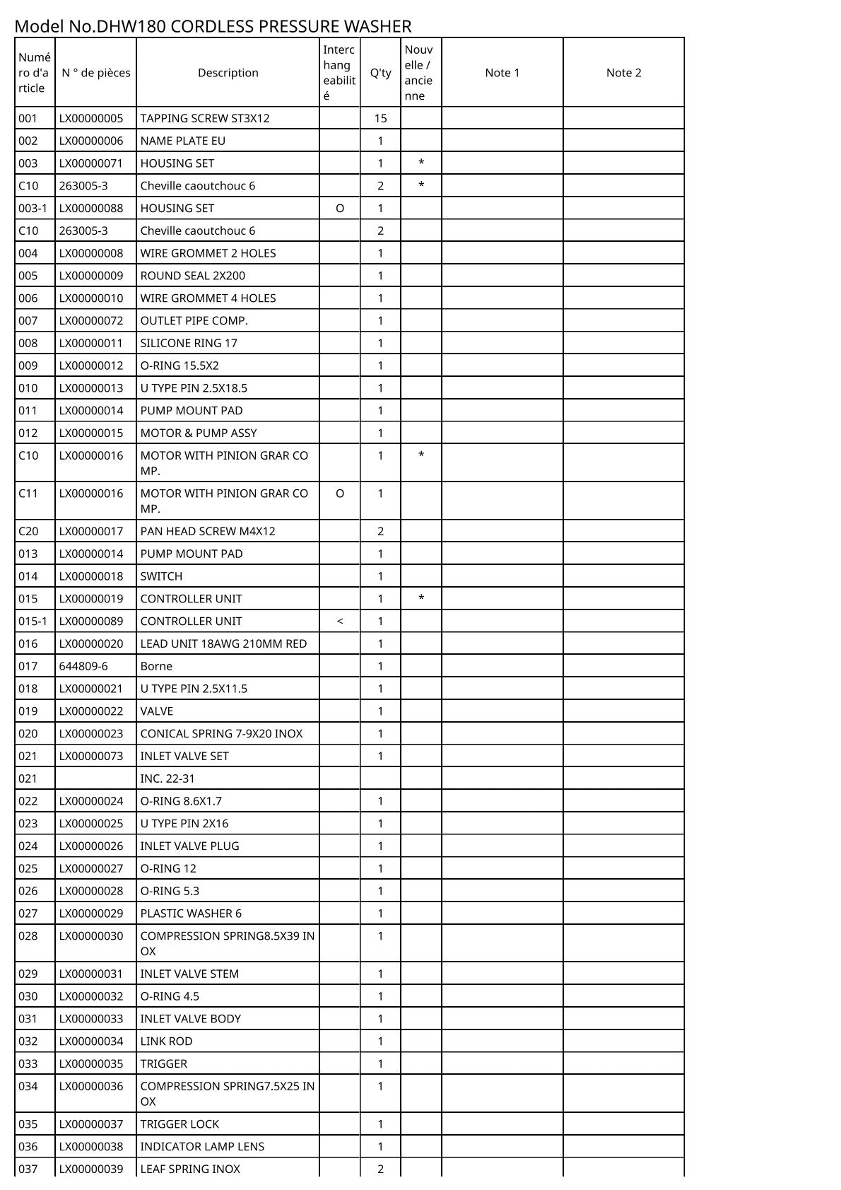 Vue eclatee Makita DHW180 - page 2