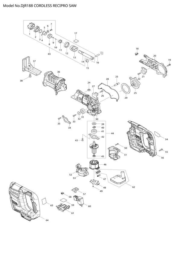 Vue éclatée Makita DJR188 - page 1