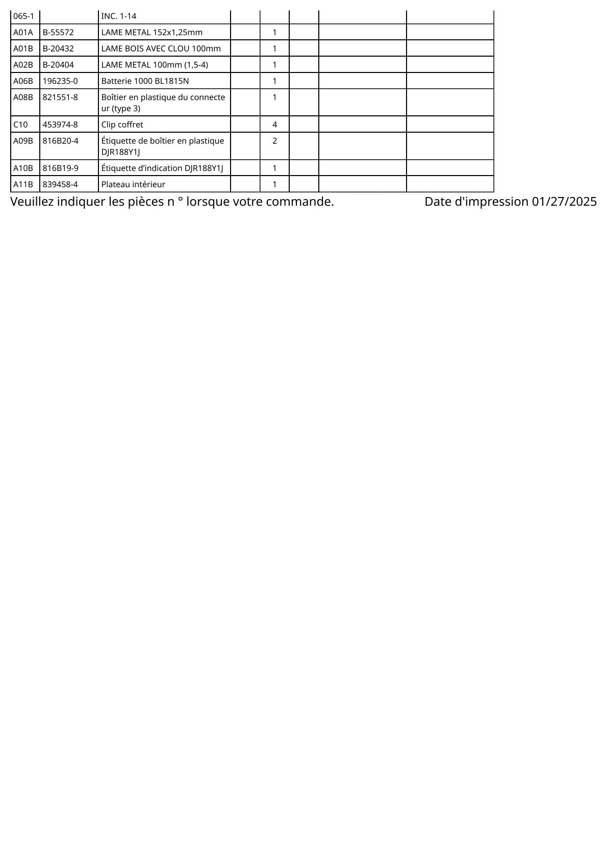 Vue éclatée Makita DJR188 - page 4