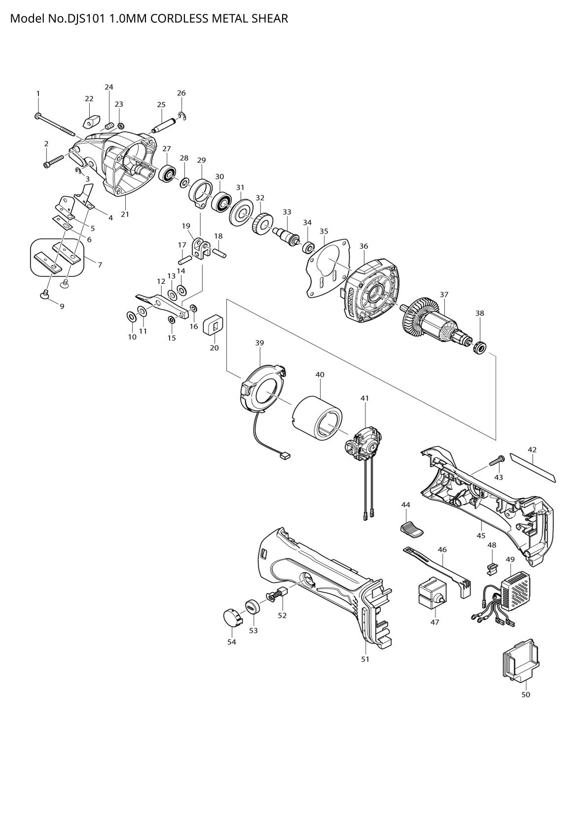 Vue éclatée Makita DJS101 - page 1