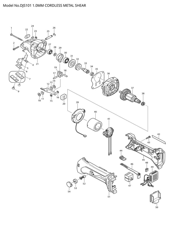 Vue éclatée Makita DJS101 - page 1