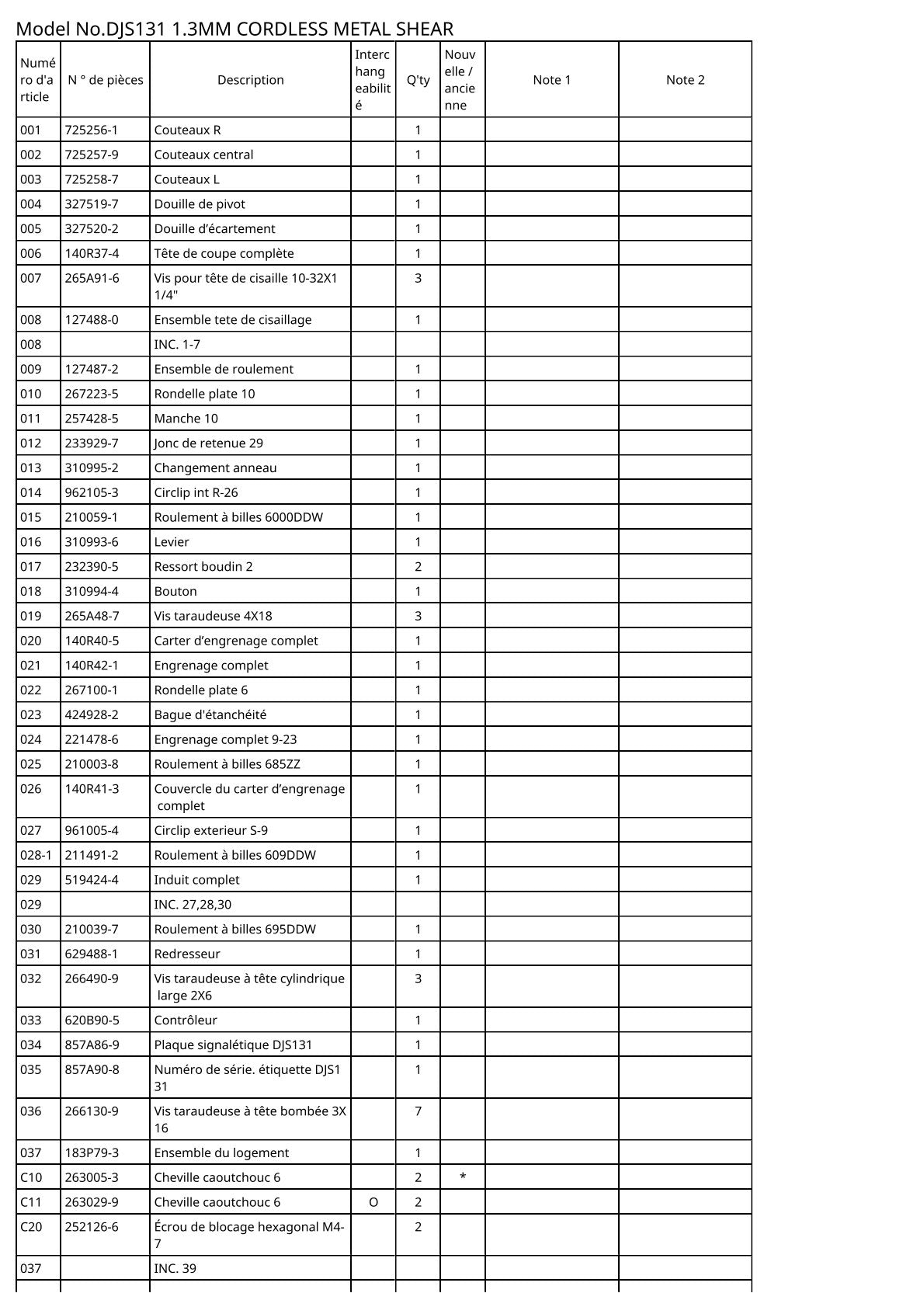Vue éclatée Makita DJS131 - page 2