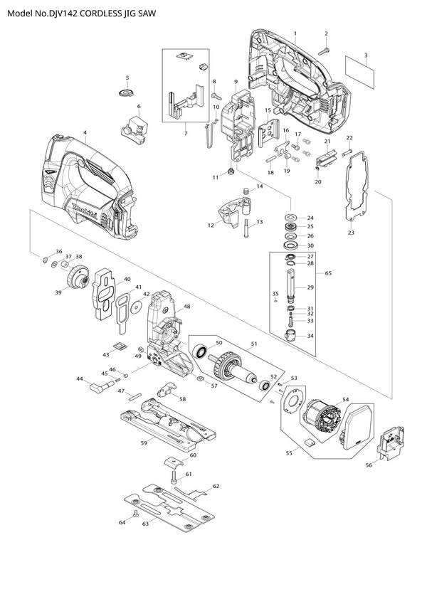 Vue éclatée Makita DJV142 - page 1