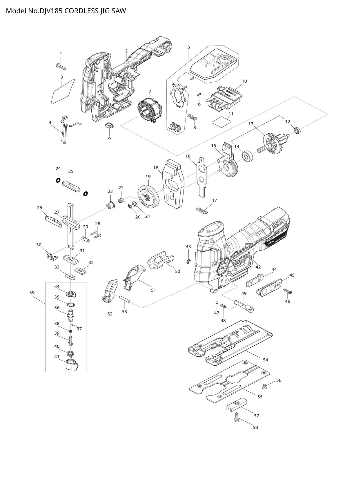 Vue éclatée Makita DJV185 - page 1