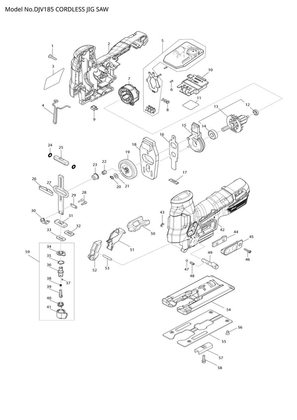 Vue éclatée Makita DJV185 - page 1