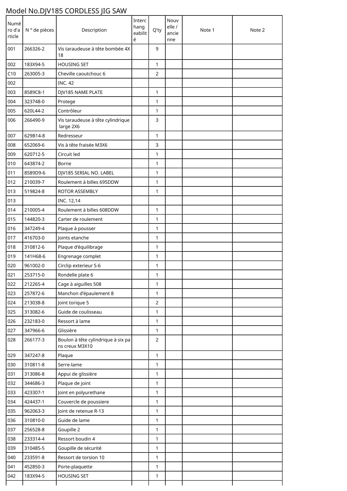 Vue éclatée Makita DJV185 - page 2