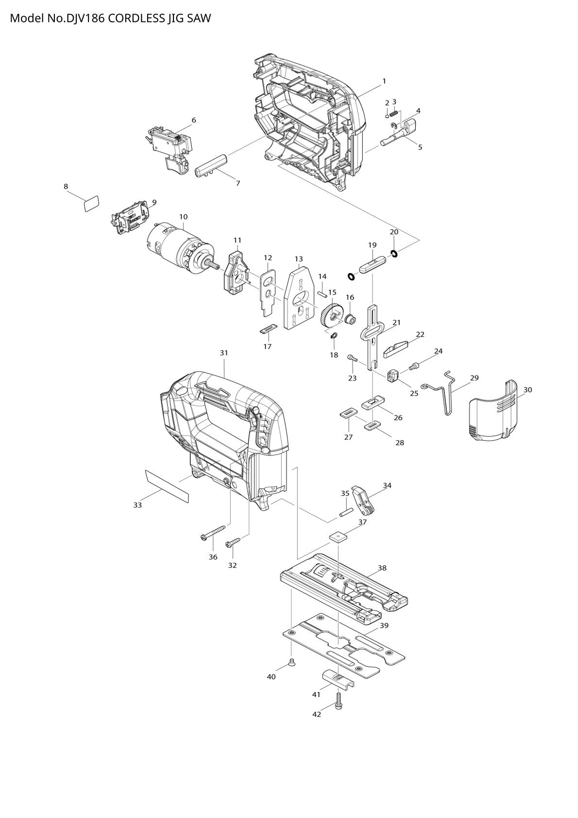 Vue éclatée Makita DJV186 - page 1