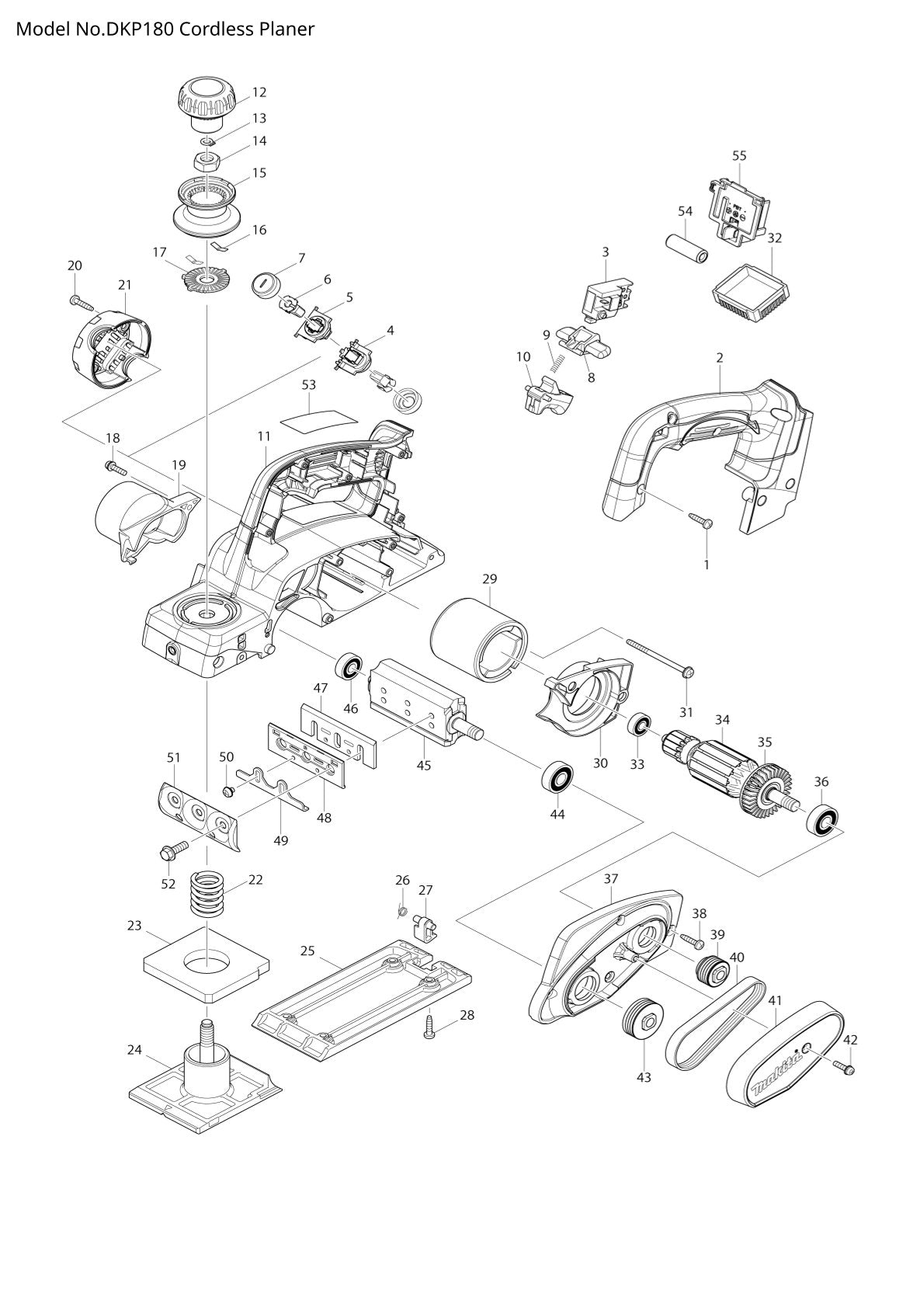 Vue éclatée Makita DKP180 - page 1