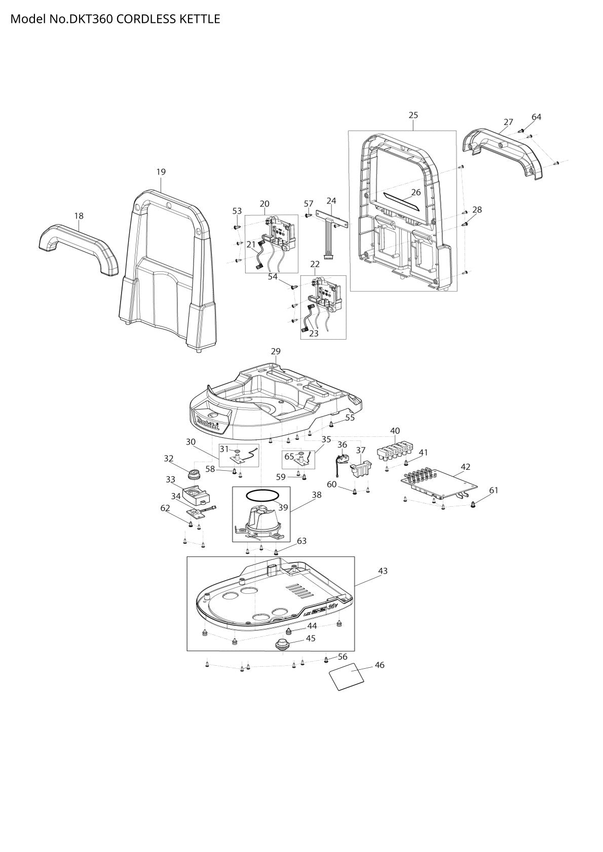 Vue éclatée Makita DKT360 - page 2
